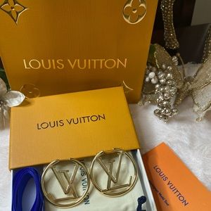 Gold plated LV earrings. New as shown in picture comes with box and dust bag.